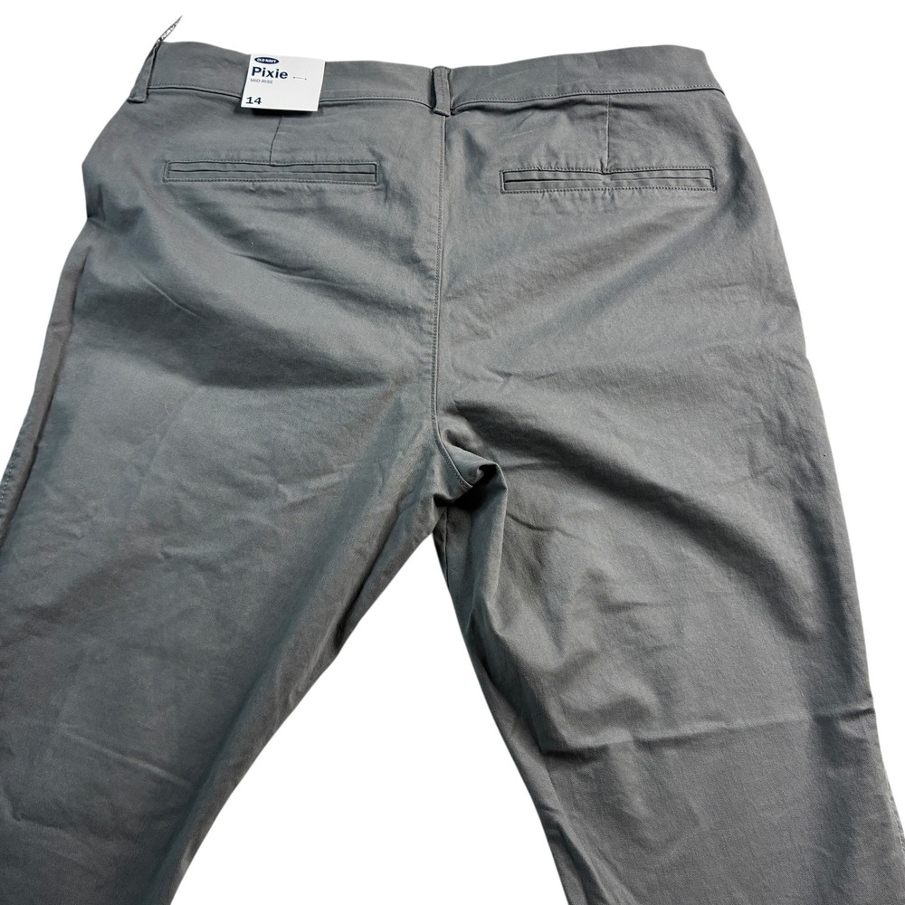 Old Navy Pixie Mid Rise Gray Twill Pants Women Size 14 New With Tags - Picture 12 of 16